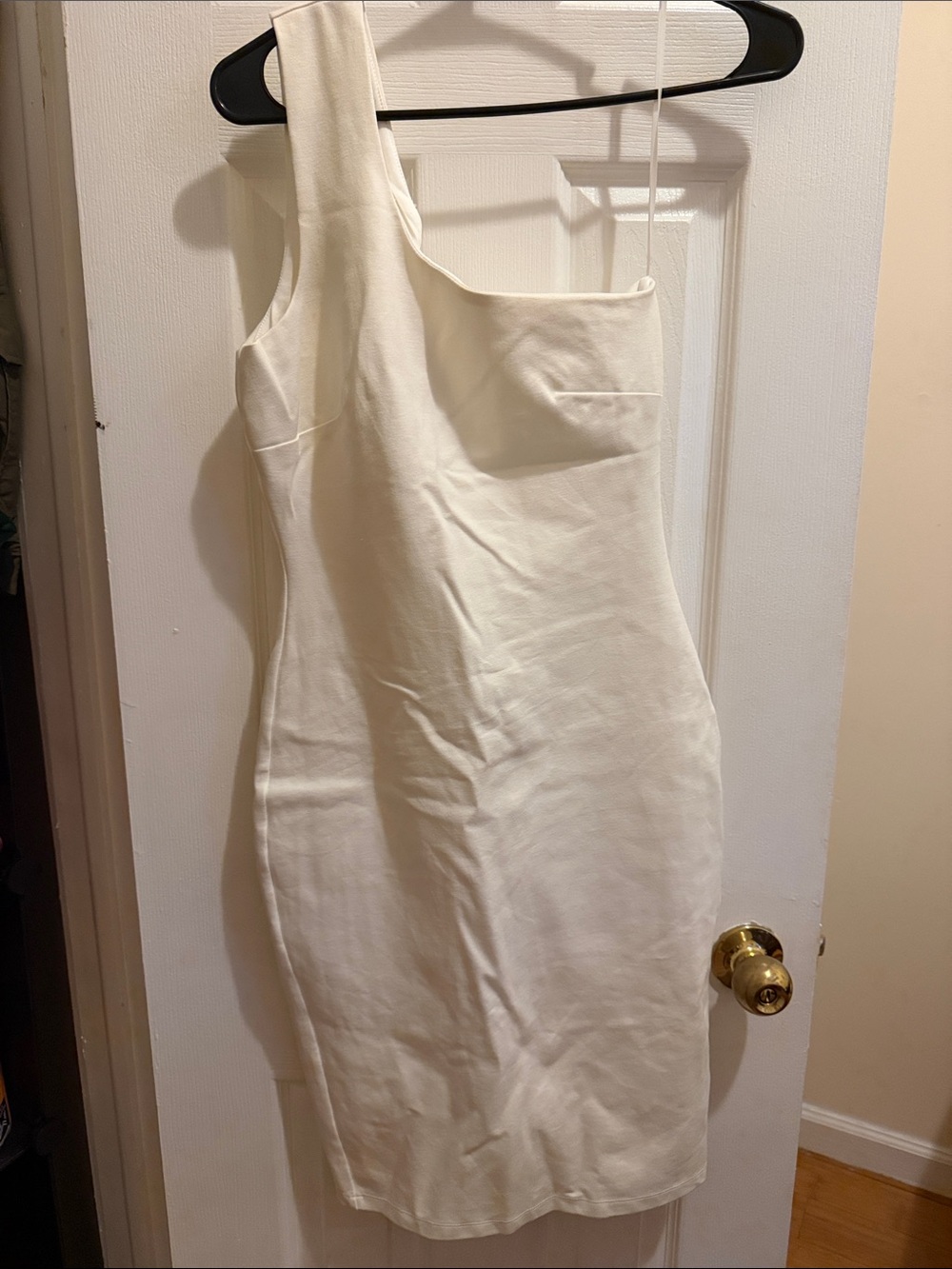 One-Shoulder Cream Bodycon Dress